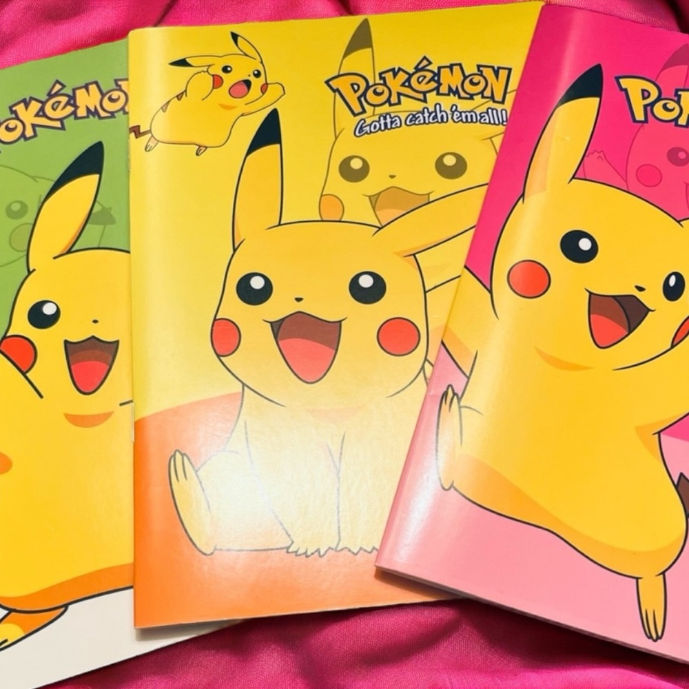 Pokemon Pikachu Notebook Trio Set - Green, Orange, Pink